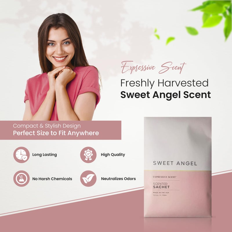 Expressive Scent 6 Pack Sachet (Sweet Angel) Long Lasting Home Fragrance for Drawers Dressers Closets Cars Kitchen - Image 2
